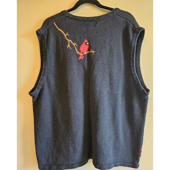 Vintage Tiara Embroidered Red Cardinal theme Vest, Sz 26/28 Christmas Collection - Picture 2 of 5